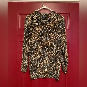 Cavalini Women’s Button Up Leopard Print Long Sleeve Blouse Size Small